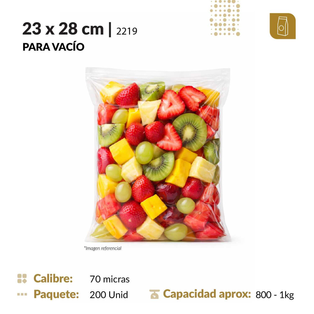 Funda plana 23x28 transparente para empacado al vacio