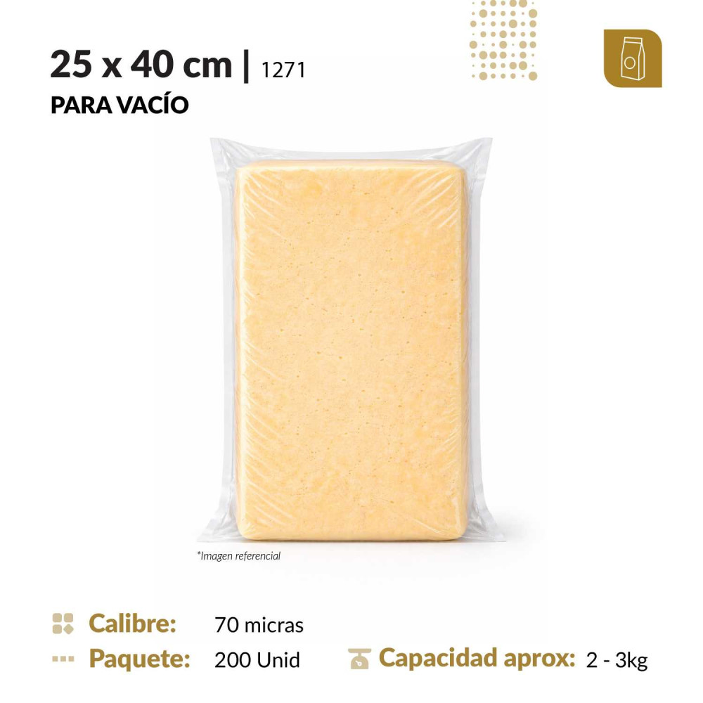 Funda plana 25x40 transparente para empacado al vacio