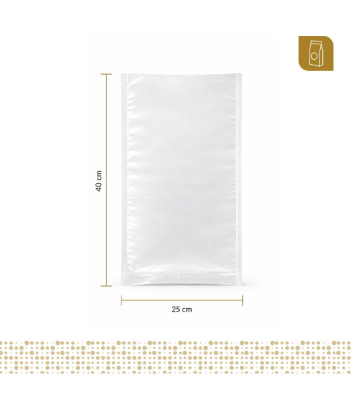 Funda plana 25x40 transparente para empacado al vacio