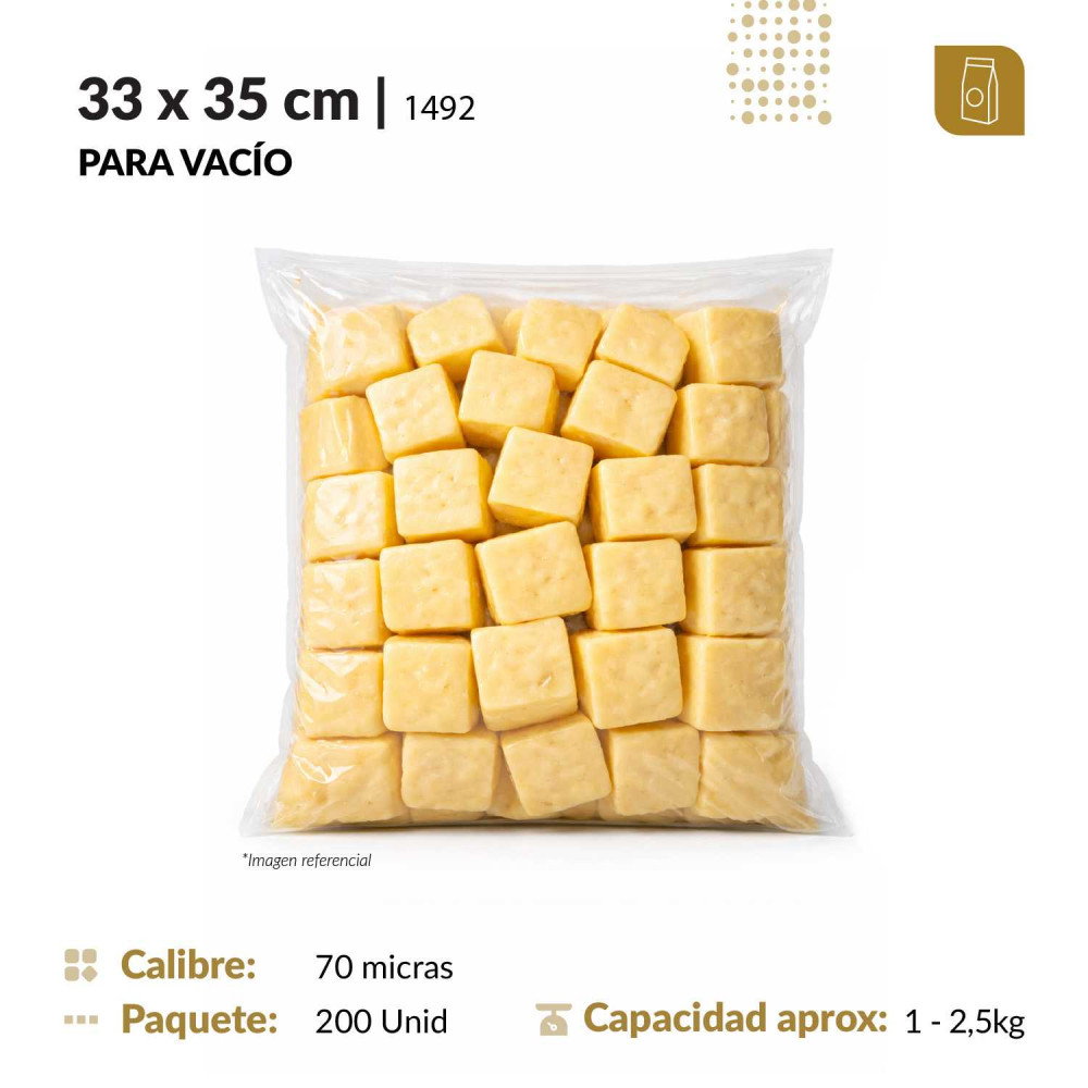Funda plana 33x35 transparente para empacado al vacio