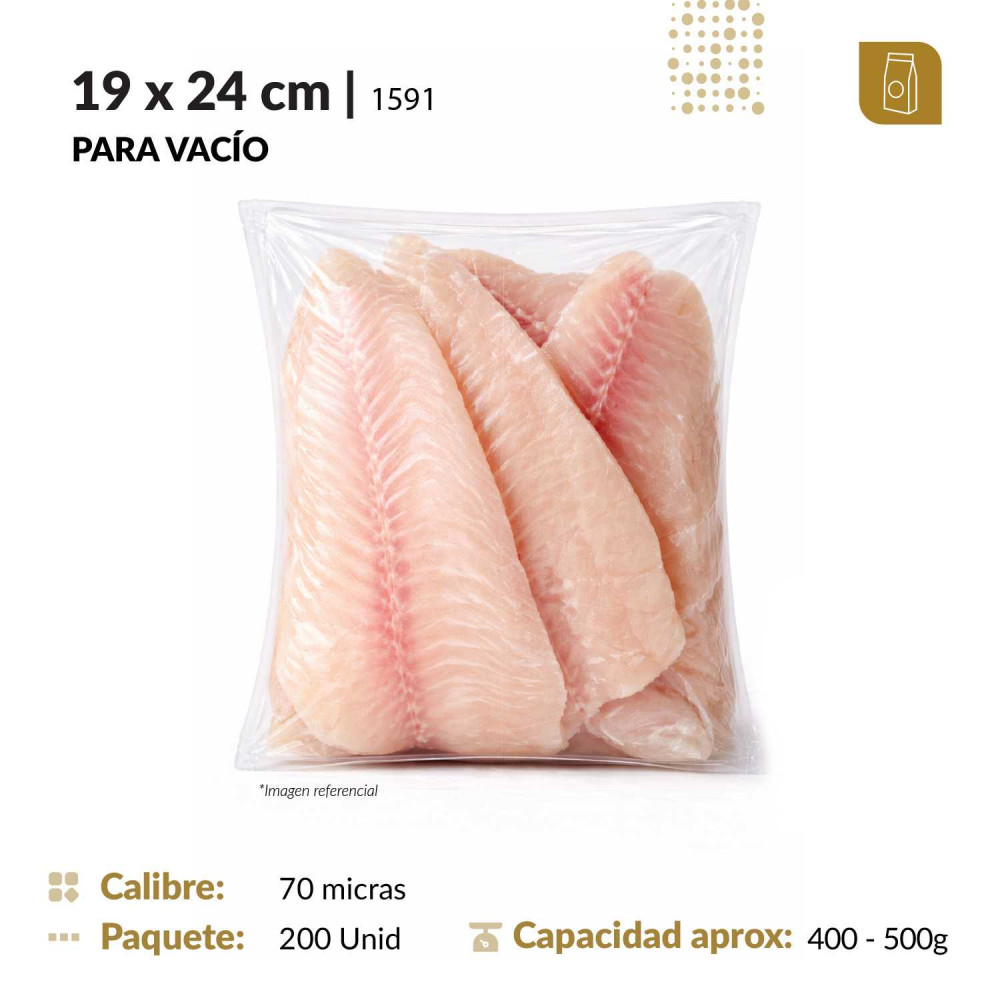 Funda plana 19x24 transparente para empacado al vacio