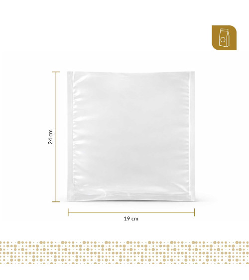 Funda plana 19x24 transparente para empacado al vacio