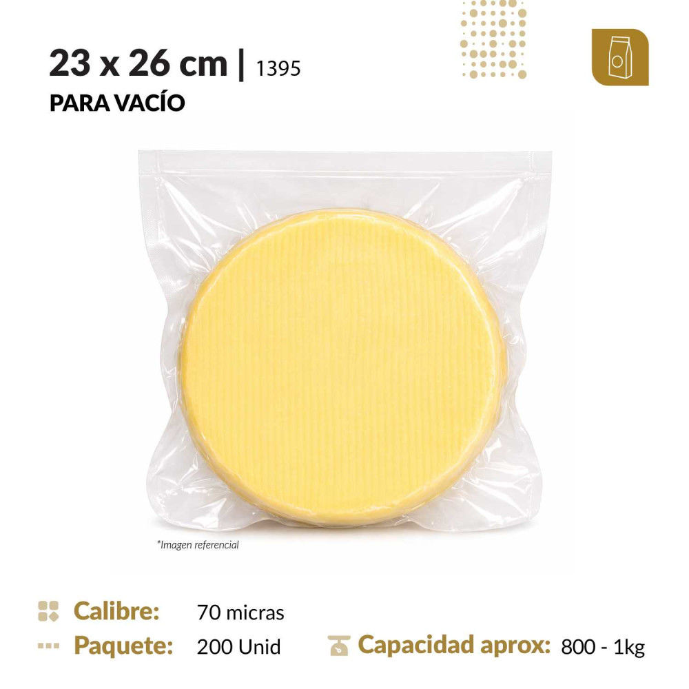 Funda plana 23x26 transparente con selle redondo para empacado al vacío