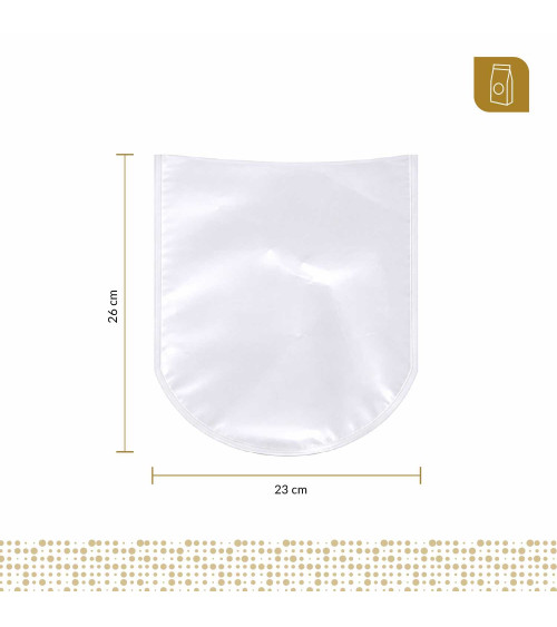 Funda plana 23x26 transparente con selle redondo para empacado al vacío