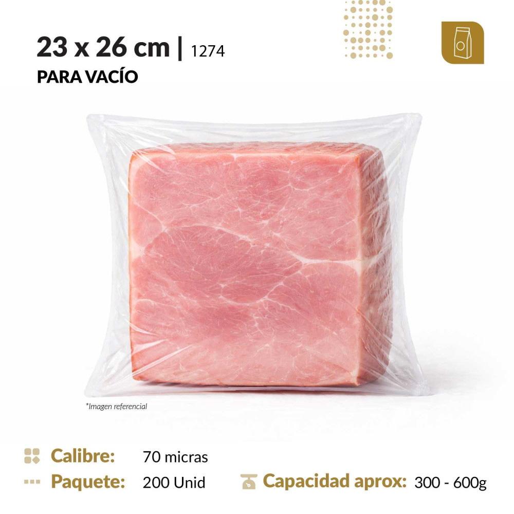 Funda plana 23x26 transparente para empacado al vacio