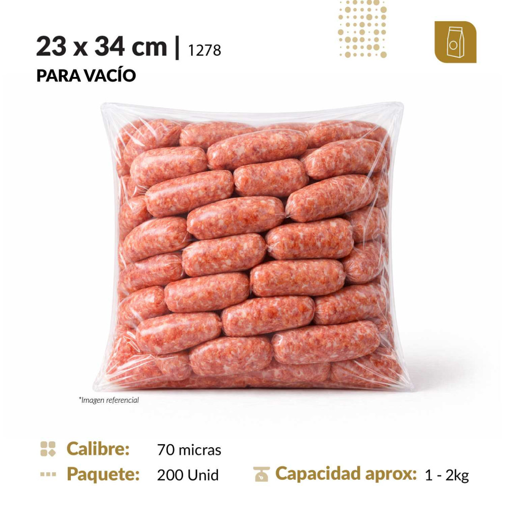 Funda plana 23x34 transparente para empacado al vacio