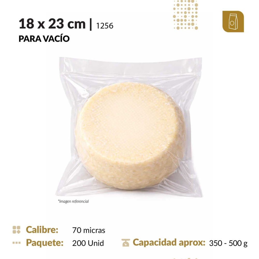 Funda plana 18x23 transparente para empacado al vacio