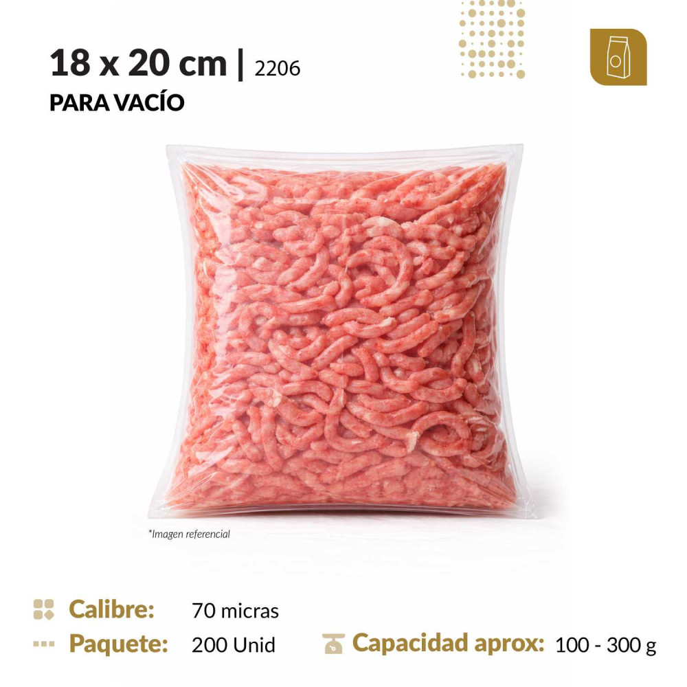Funda plana 18x20 transparente para empacado al vacio
