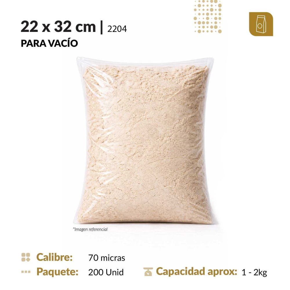 Funda plana 22x32 transparente para empacado al vacio