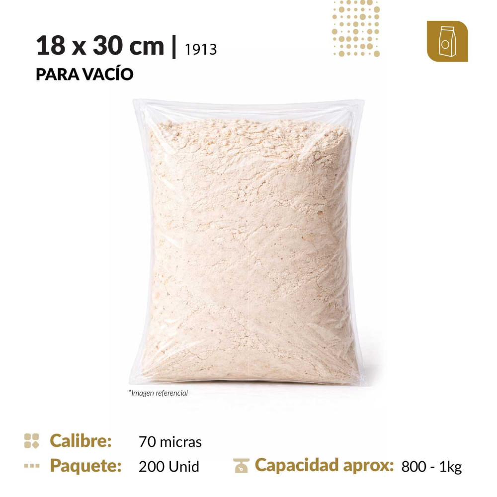 Funda plana 18x30 transparente para empacado al vacio