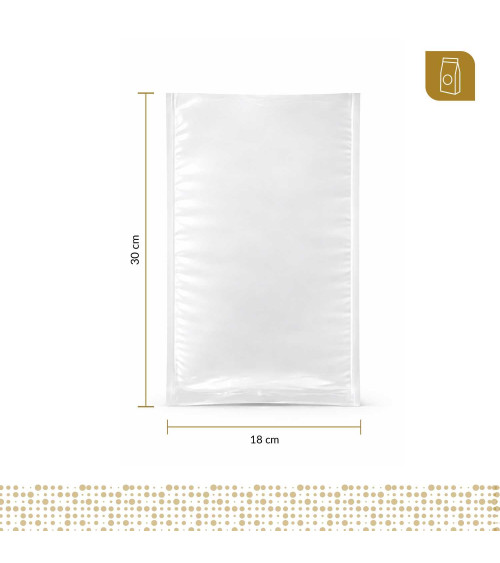 Funda plana 18x30 transparente para empacado al vacio