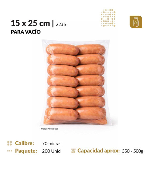 Funda plana 15x25 transparente para empacado al vacio