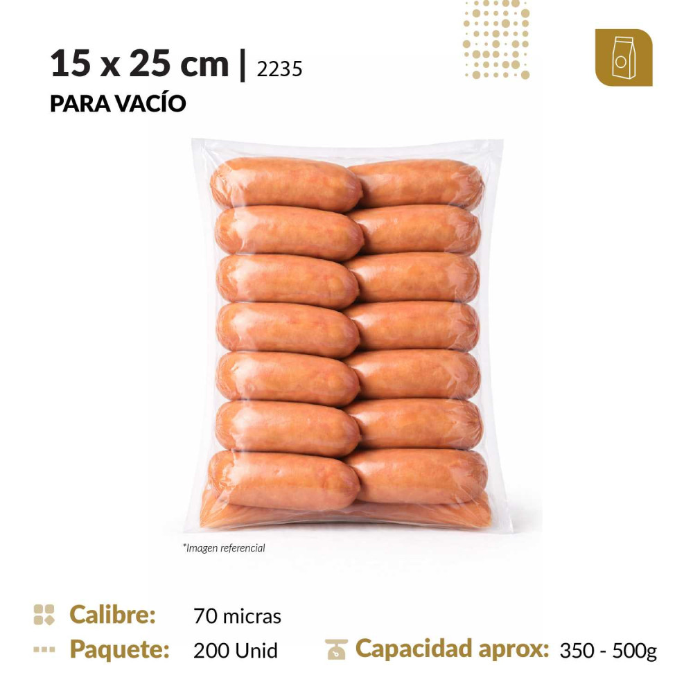 Funda plana 15x25 transparente para empacado al vacio