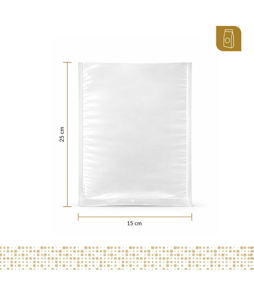 Funda plana 15x25 transparente para empacado al vacio