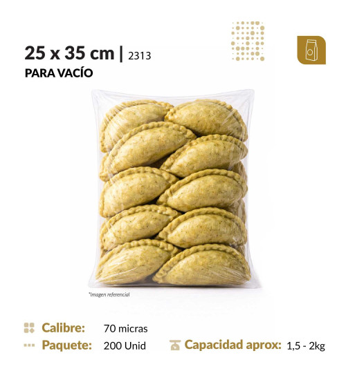 Funda plana 25x35 transparente para empacado al vacio