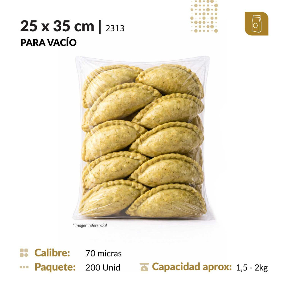 Funda plana 25x35 transparente para empacado al vacio