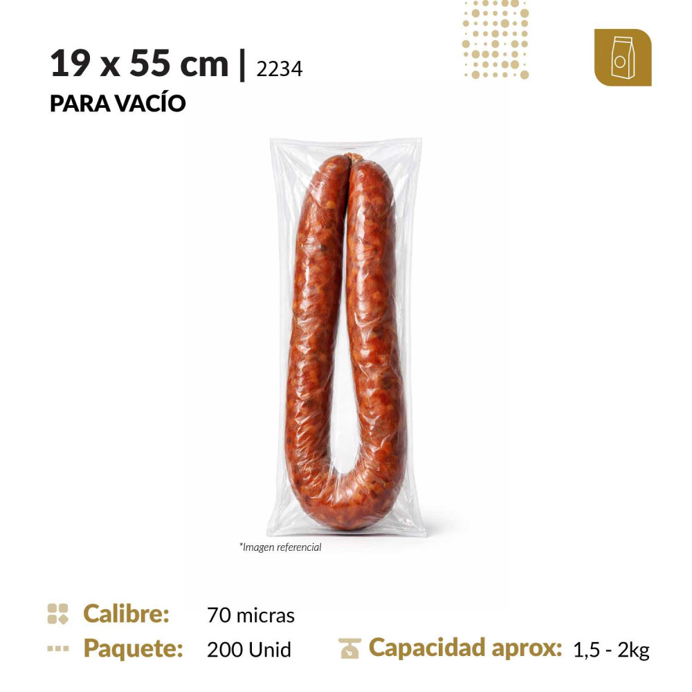 Funda plana 19x55 transparente para empacado al vacio