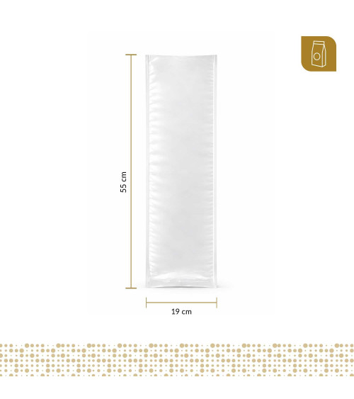 Funda plana 19x55 transparente para empacado al vacio