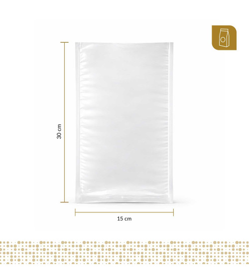 Funda plana 15x30 transparente para empacado al vacio