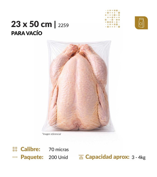 Funda plana 23x50 transparente para empacado al vacio