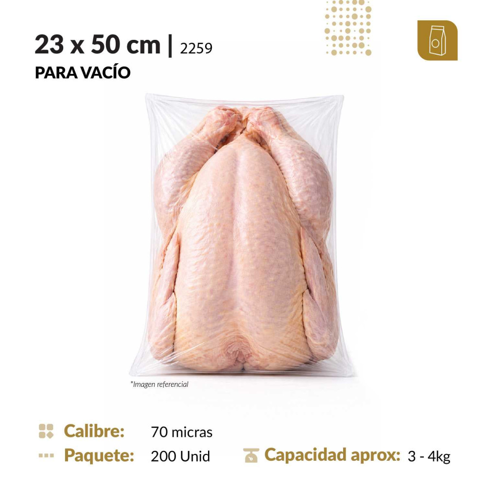 Funda plana 23x50 transparente para empacado al vacio