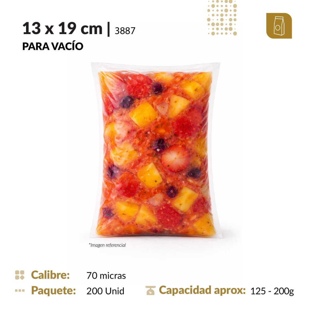 Funda plana 13x19 transparente para empacado al vacio