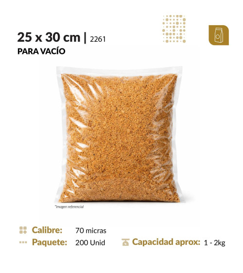 Funda plana 25x30 transparente para empacado al vacio