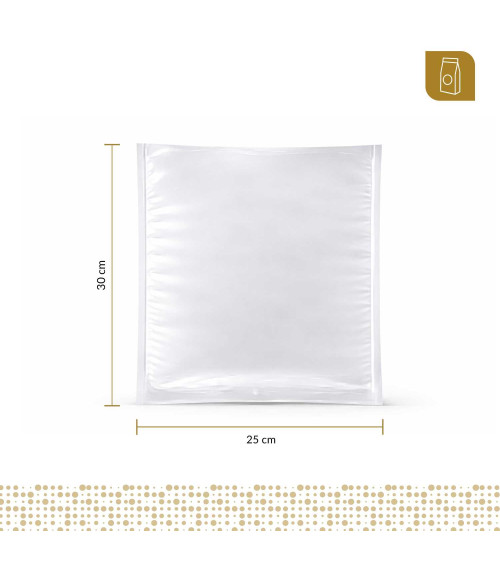 Funda plana 25x30 transparente para empacado al vacio