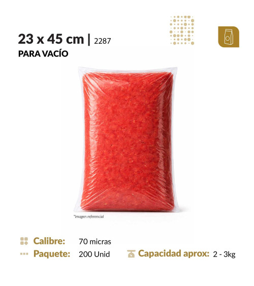 Funda plana 23x45 transparente para empacado al vacio