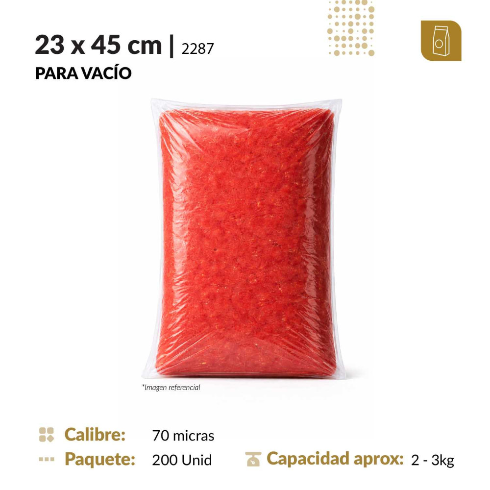 Funda plana 23x45 transparente para empacado al vacio