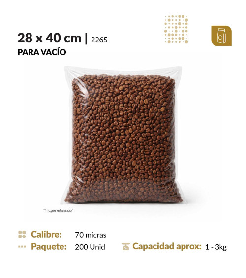 Funda plana 28x40 transparente para empacado al vacio