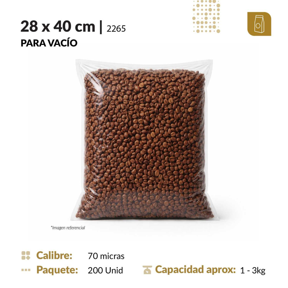Funda plana 28x40 transparente para empacado al vacio