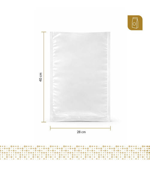 Funda plana 28x40 transparente para empacado al vacio