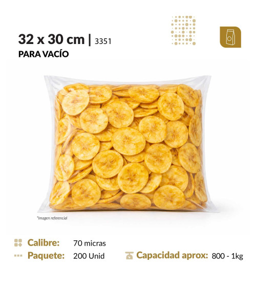 Funda plana 32x30 transparente para empacado al vacio