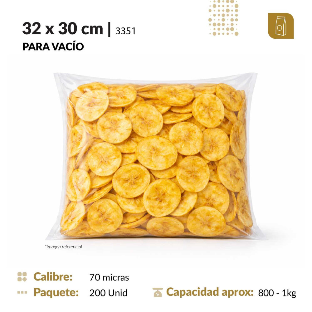 Funda plana 32x30 transparente para empacado al vacio