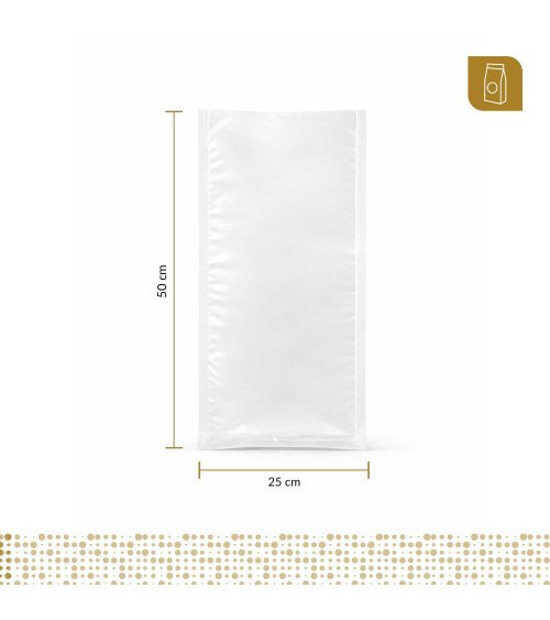 Funda plana 25x50 transparente para empacado al vacio