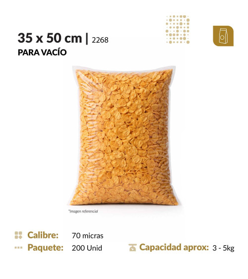 Funda plana 35x50 transparente para empacado al vacio