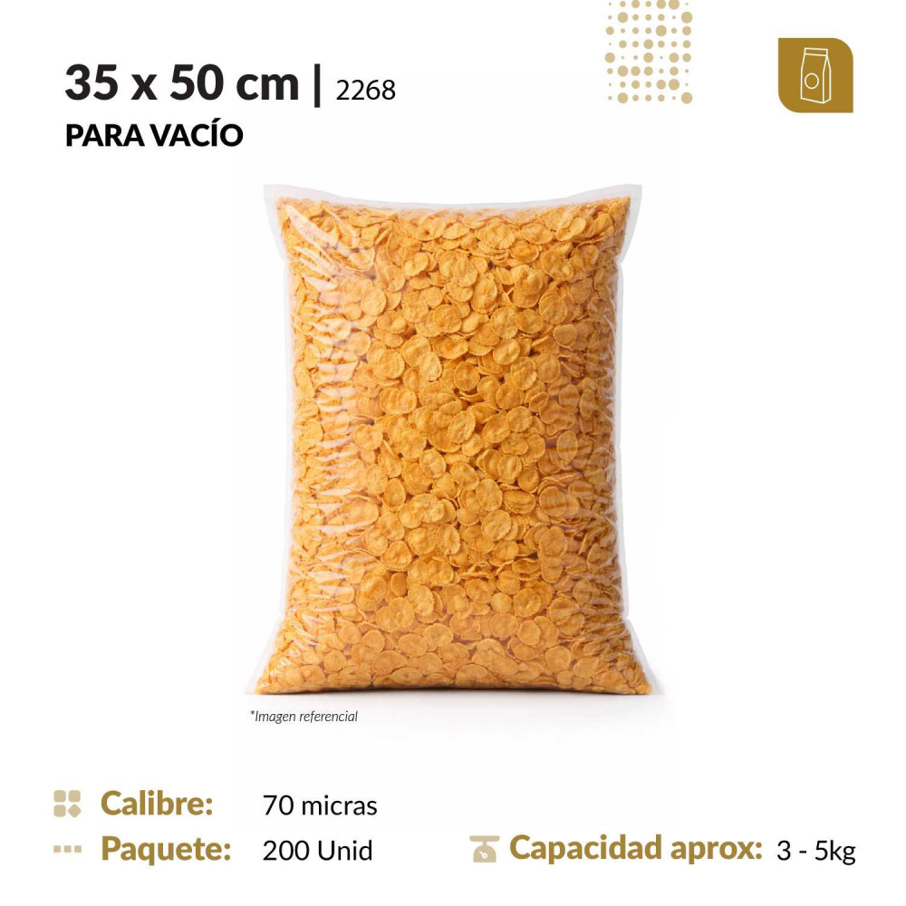 Funda plana 35x50 transparente para empacado al vacio