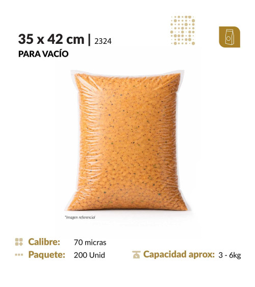 Funda plana 35x42 transparente para empacado al vacio