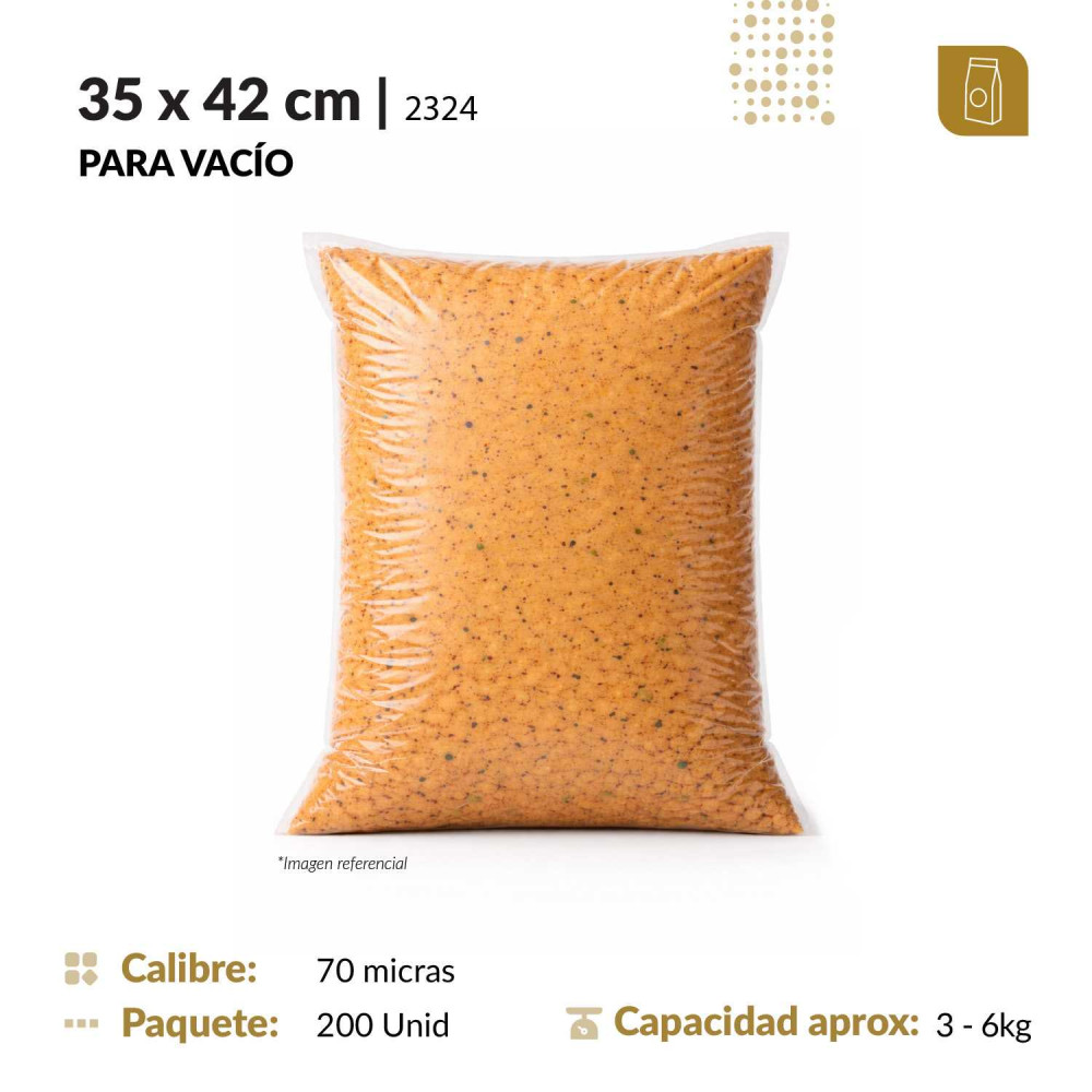 Funda plana 35x42 transparente para empacado al vacio