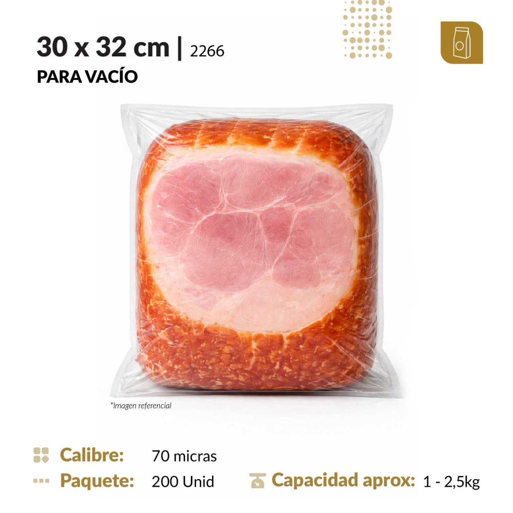 Funda plana 30x32 transparente para empacado al vacio