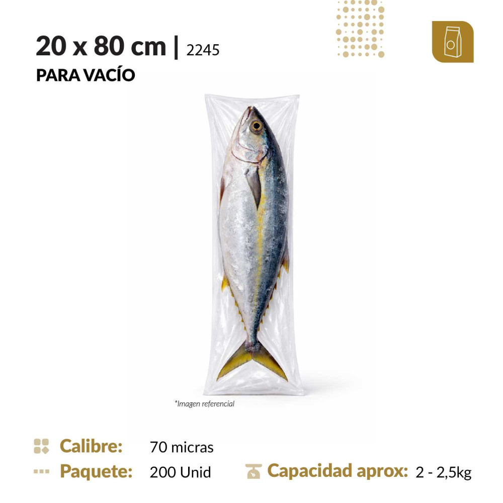 Funda plana 20x80 transparente para empacado al vacio