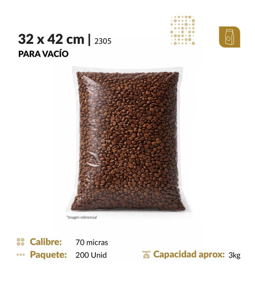 Funda plana 32x42 transparente para empacado al vacio