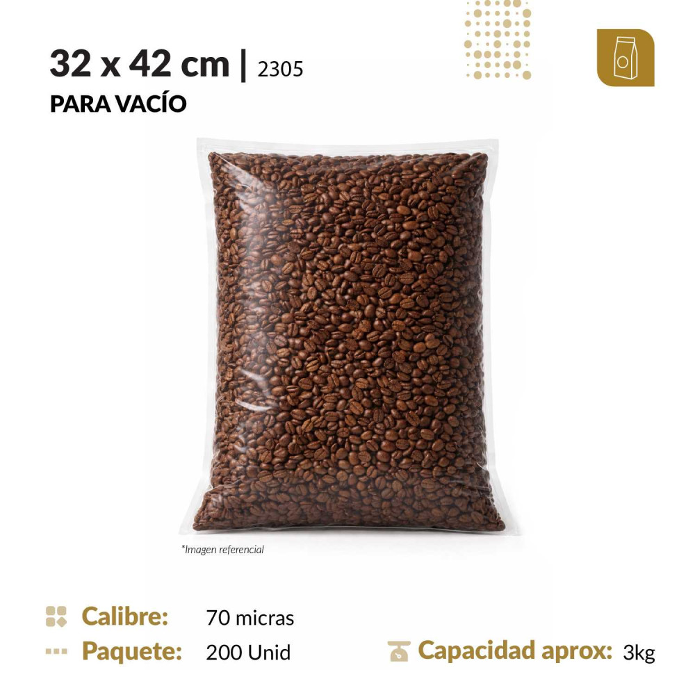 Funda plana 32x42 transparente para empacado al vacio