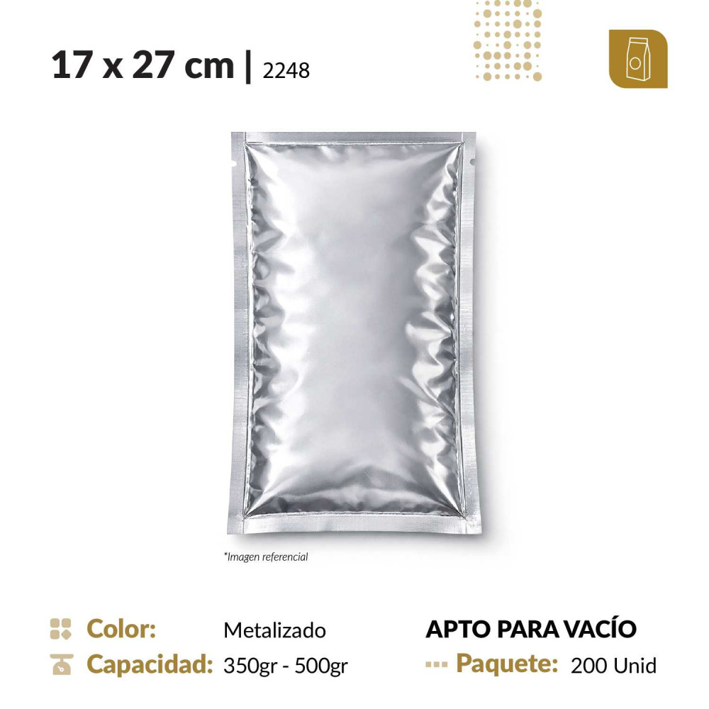 Funda plana 17x27 metalizada de 3 selles