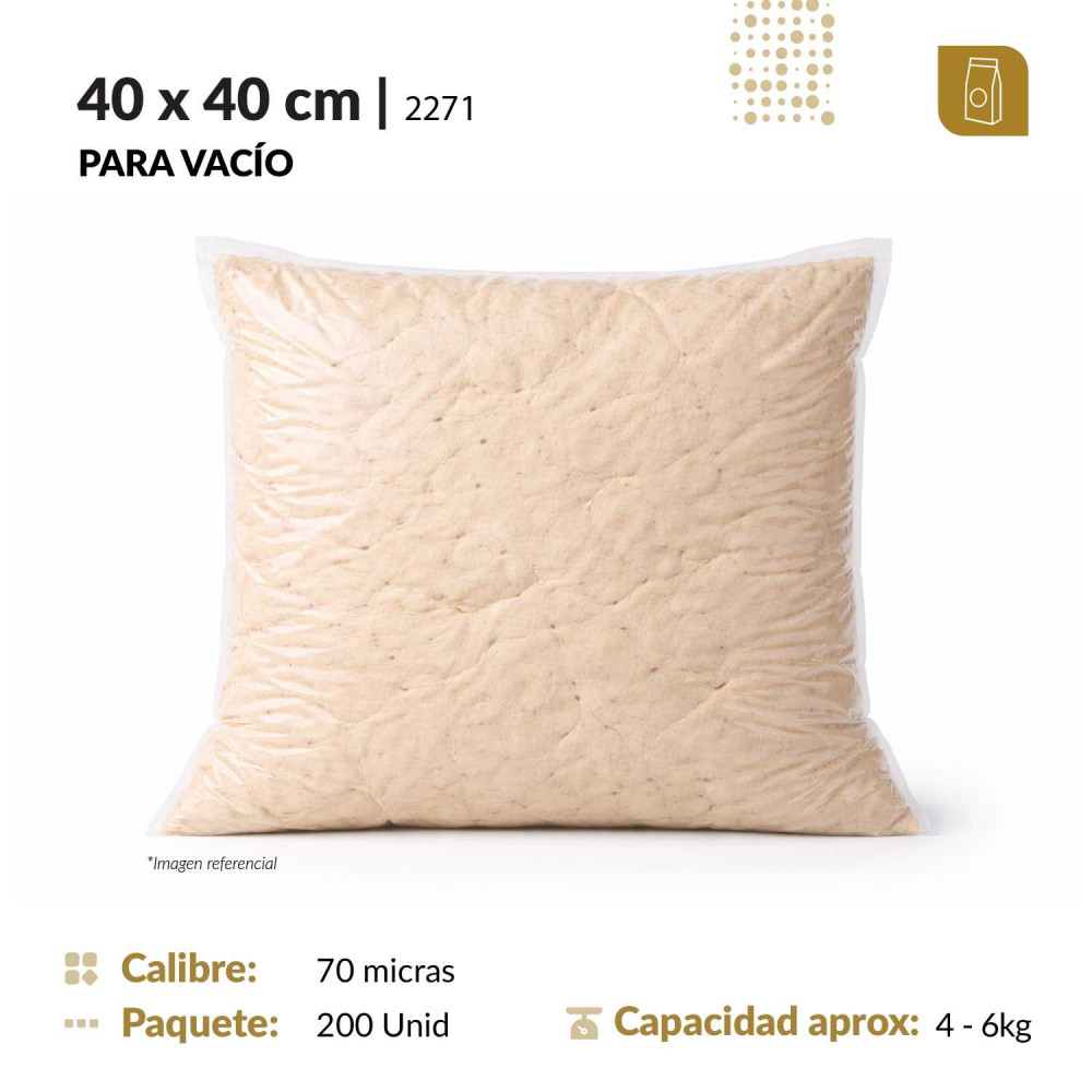 Funda plana 40x40 transparente para empacado al vacio