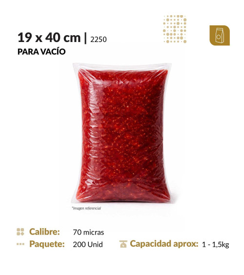 Funda plana 19x40 transparente para empacado al vacio