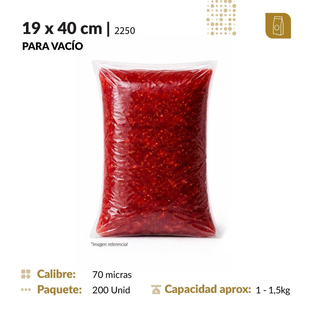 Funda plana 19x40 transparente para empacado al vacio