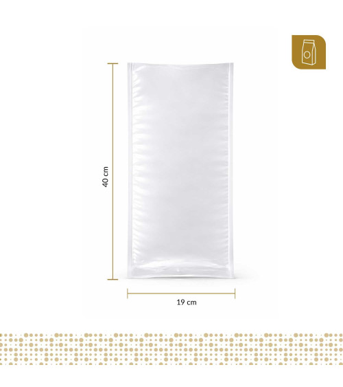 Funda plana 19x40 transparente para empacado al vacio