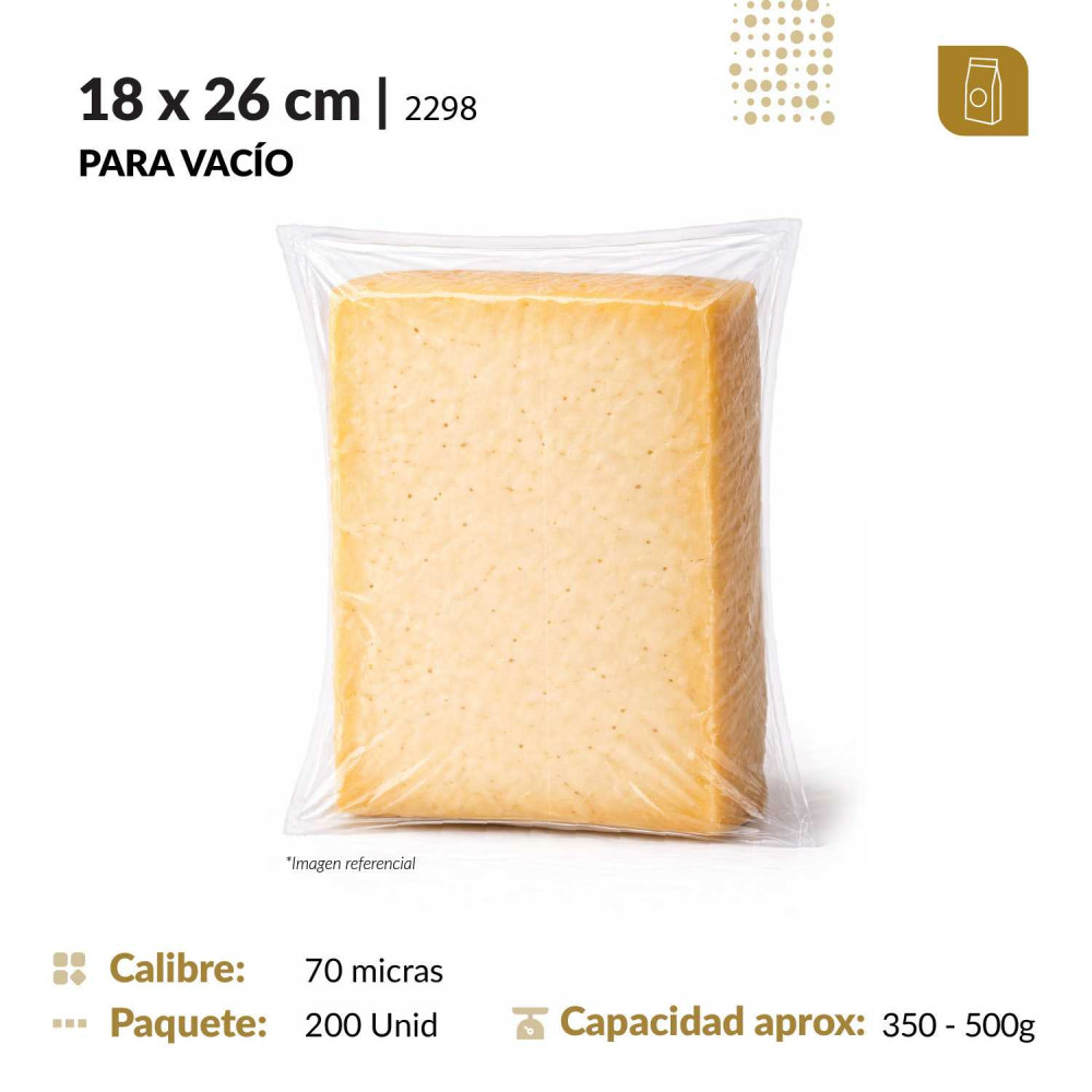 Funda plana 18X26 transparente para empacado al vacio